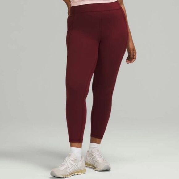Lululemon Invigorate Hi Rise Crop Legging Red Merlot - Picture 1 of 11